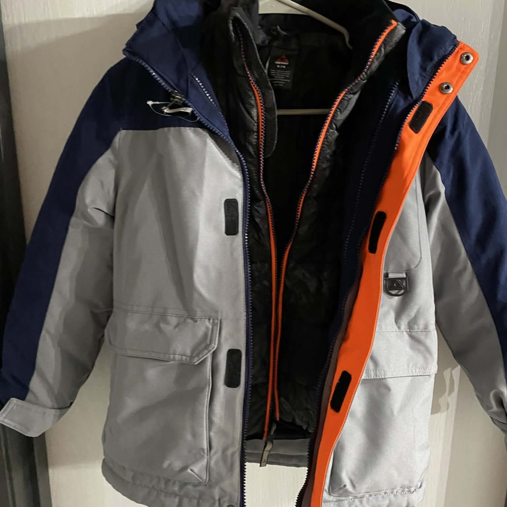 Stylish Kids' Jacket in Gray, Blue, and Orange